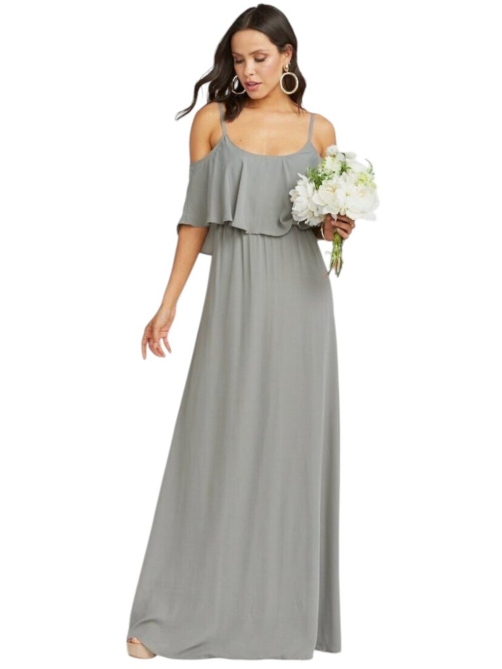 Show Me Your MuMu Light Gray Caitlin Flowy Versatile Maxi Dress Size XS